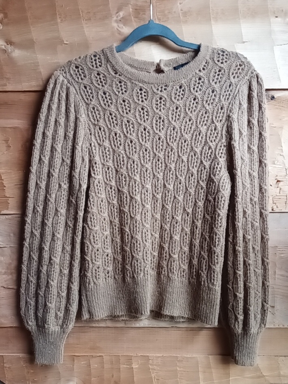 J. Crew Brown Cable Knit Open Stitch Pullover